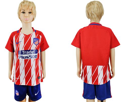 Atletico Madrid Blank Home Kid Soccer Club Jersey - Click Image to Close